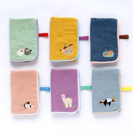 【キッズフェイスタオル／今治タオル】のんびりアニマルの刺繍がかわいい。LAZY ANIMALS