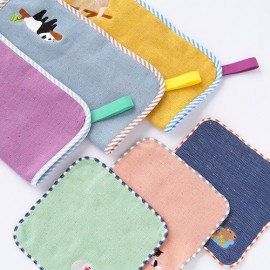 【キッズフェイスタオル／今治タオル】のんびりアニマルの刺繍がかわいい。LAZY ANIMALS