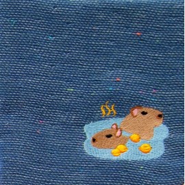 【キッズフェイスタオル／今治タオル】のんびりアニマルの刺繍がかわいい。LAZY ANIMALS