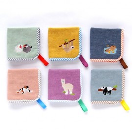 【キッズハンドタオル／今治タオル】のんびりアニマルの刺繍がかわいい。LAZY ANIMALS