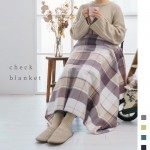 【AW新作】チェックかがりフリースブランケット　S/L/LLサイズ
