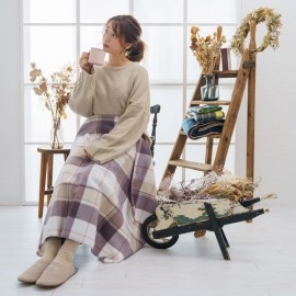 【AW新作】チェックかがりフリースブランケット　S/L/LLサイズ