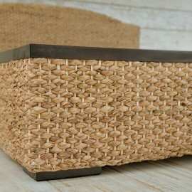 【別途送料】【直送可】ダブルサイズベッド ウォーターヒヤシンス アジアン家具 マホガニー